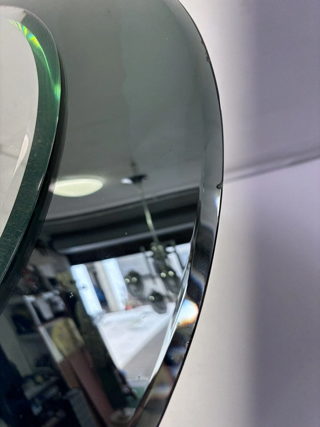 Round smoked and transparent glass mirror by Fontana Arte, 1970s 11