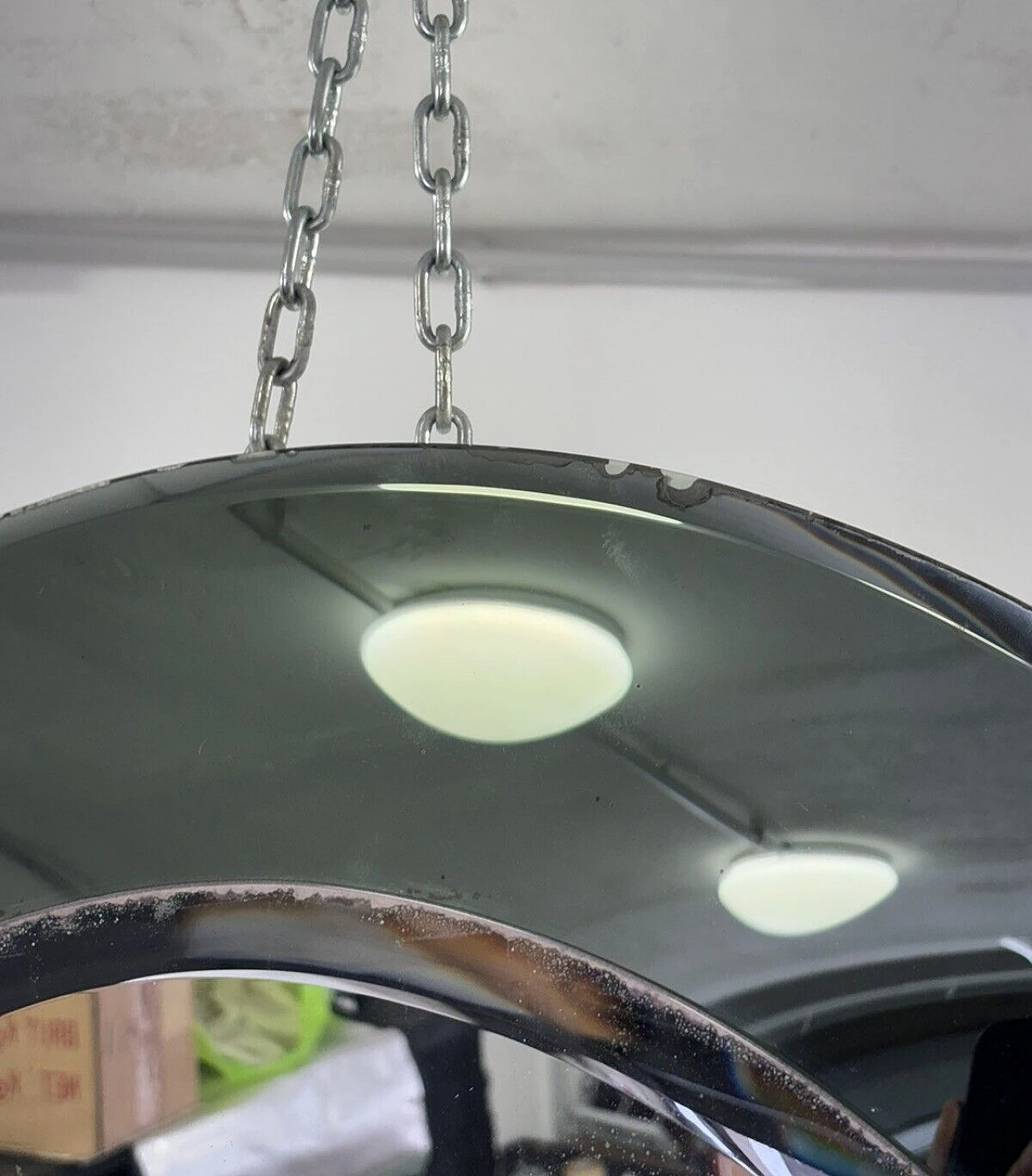 Round smoked and transparent glass mirror by Fontana Arte, 1970s 14