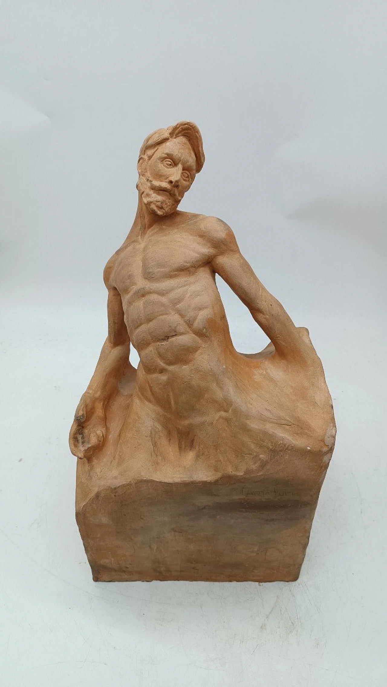 Mattia Vuch, male nude, terracotta sculpture, early 20th century 1