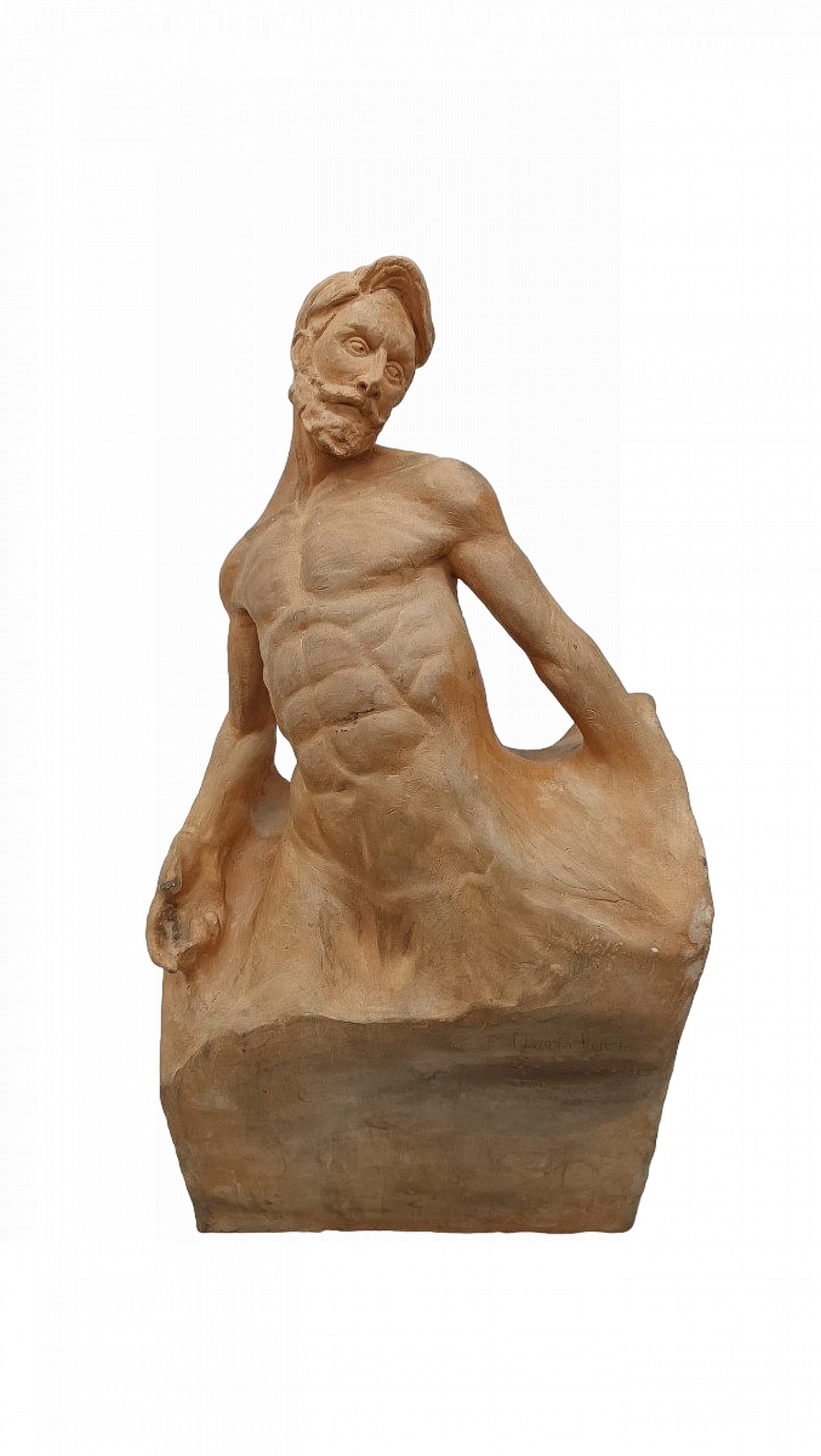 Mattia Vuch, male nude, terracotta sculpture, early 20th century 2