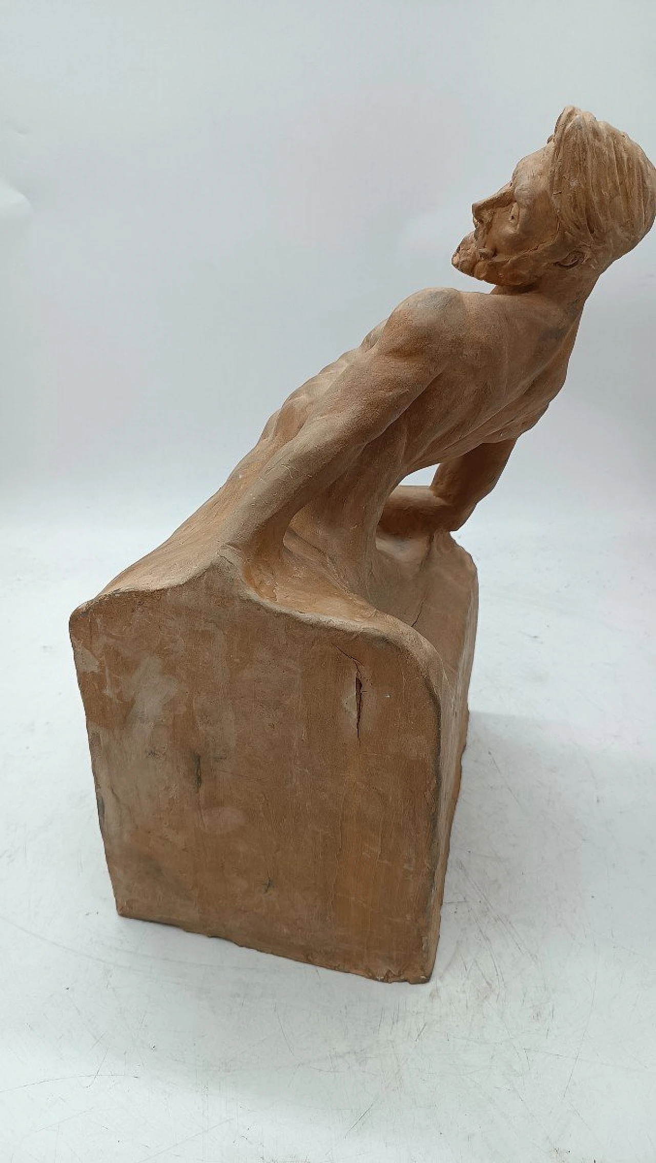 Mattia Vuch, male nude, terracotta sculpture, early 20th century 6