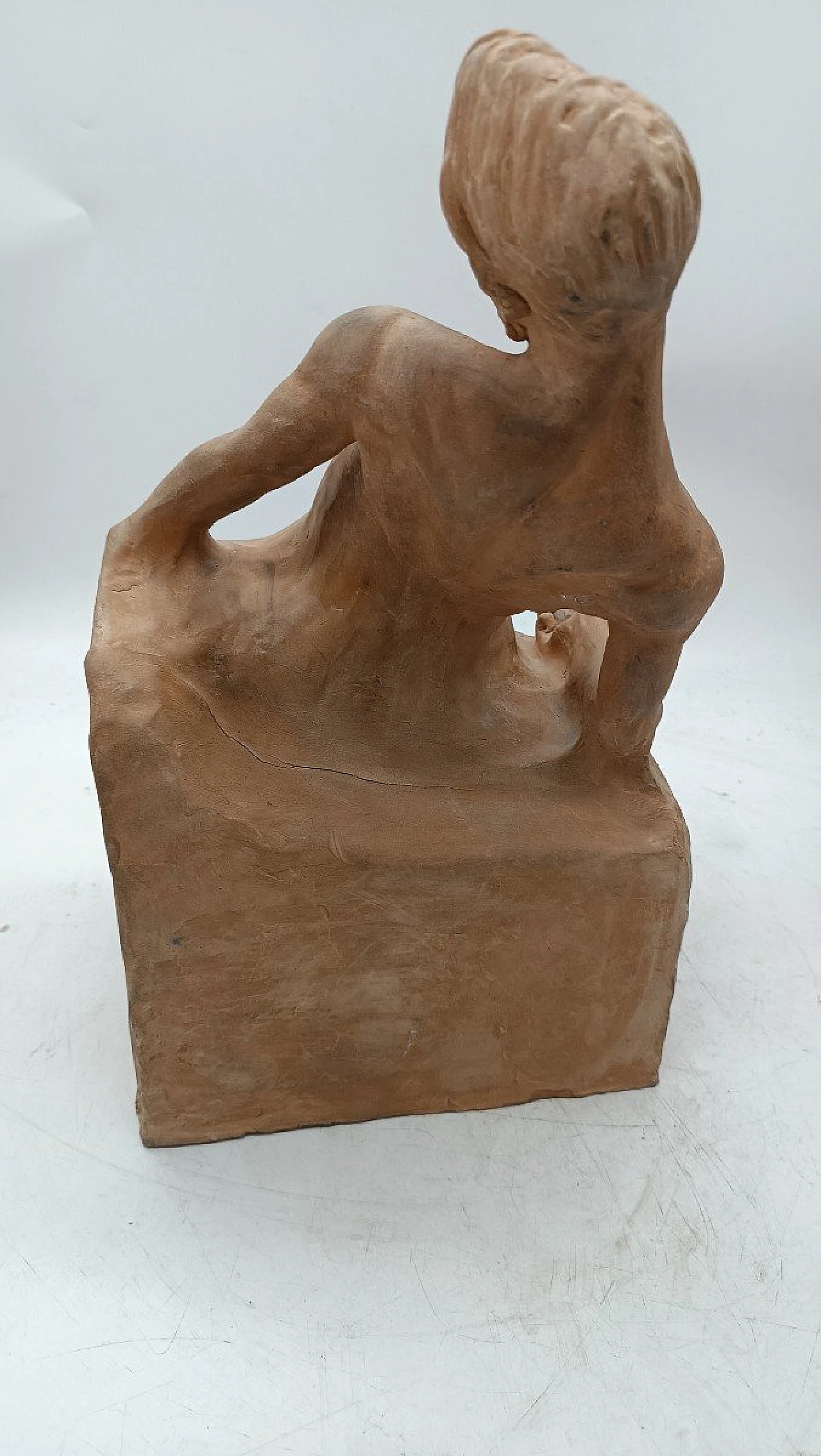 Mattia Vuch, male nude, terracotta sculpture, early 20th century 7