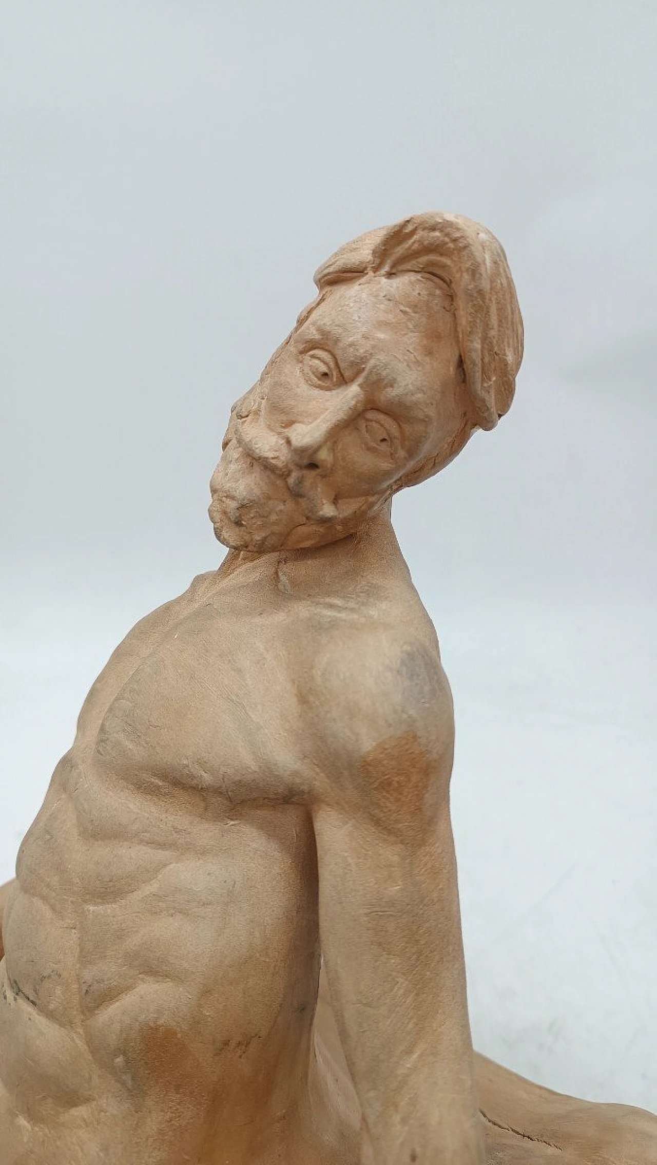Mattia Vuch, male nude, terracotta sculpture, early 20th century 9