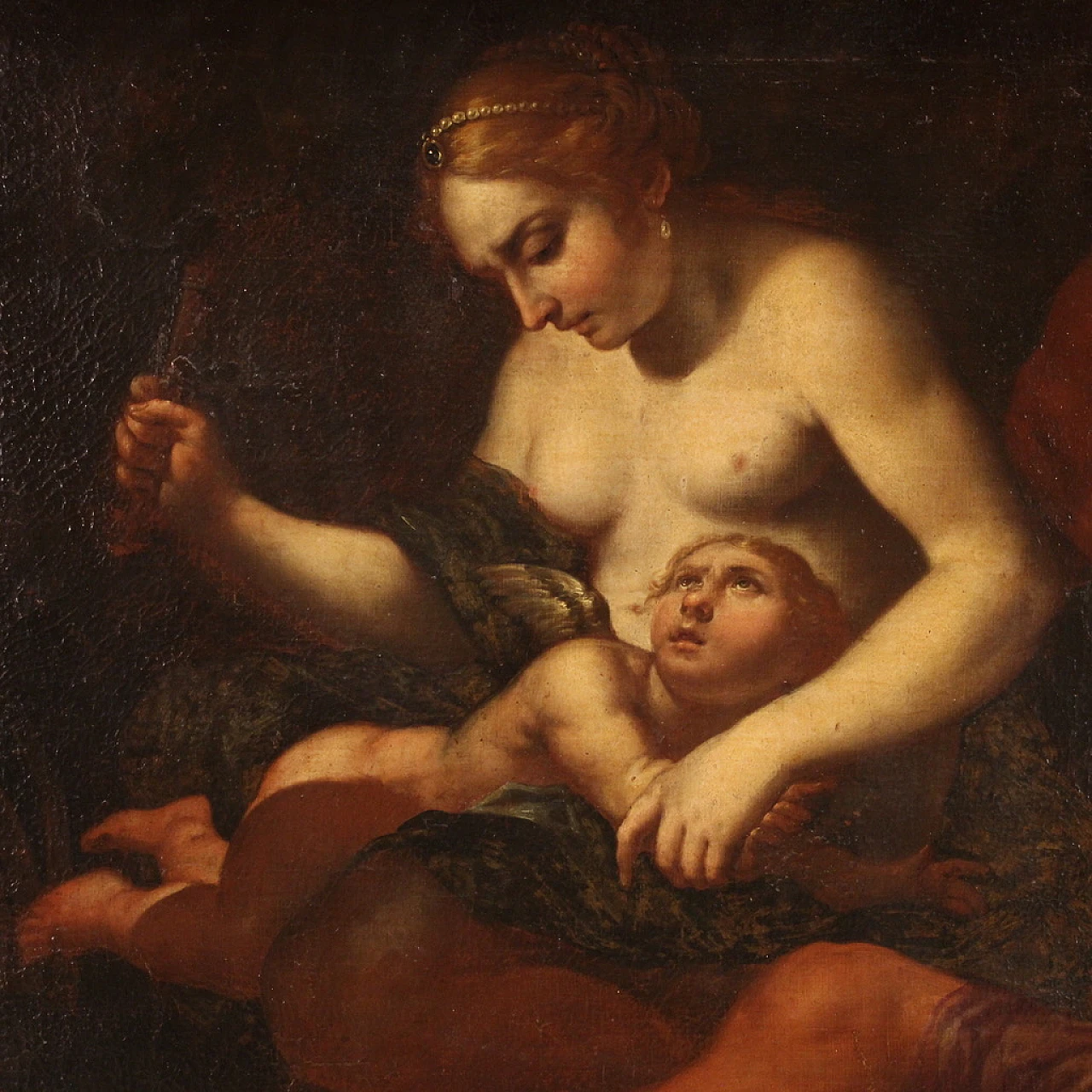 Venere punisce Cupido, dipinto a olio su tela, '600 8