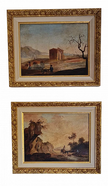 Coppia dipinti francesi, olio su tela, fine XVIII°