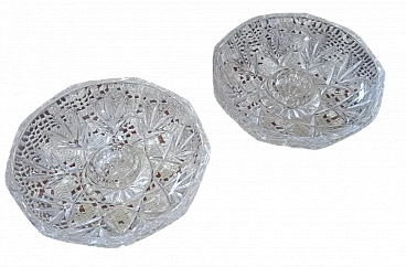 Pair of candle holders in fine decorated crystal, 1980s