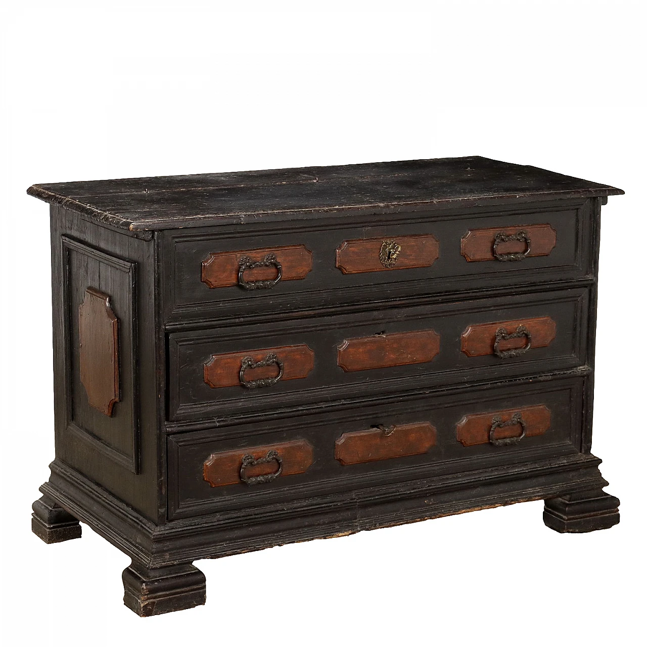 Poplar dresser with shelf feet, drawers and flap top, 18th century 1
