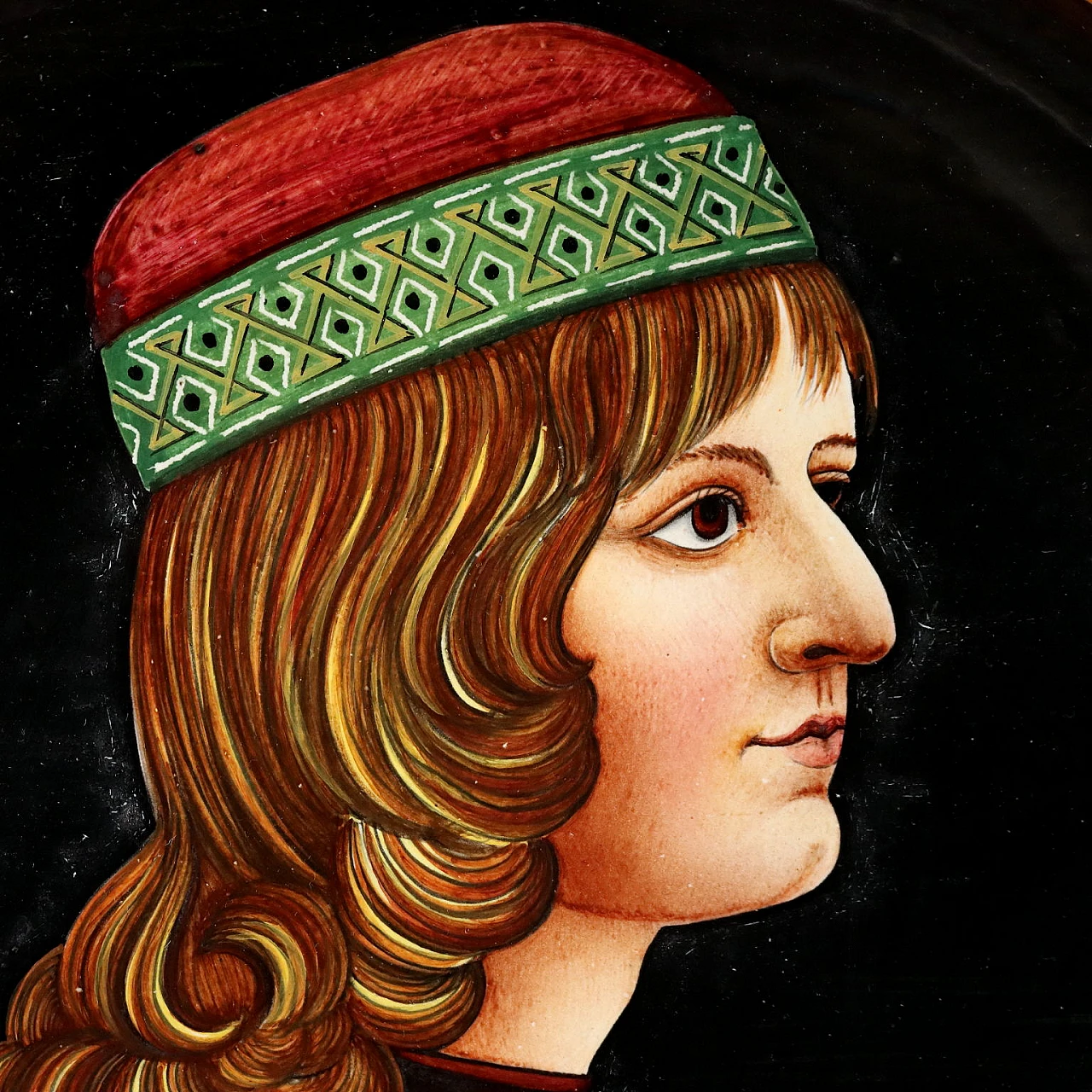 Piatto decorativo stile Neorinascimentale in ceramica smaltata di Deruta 4