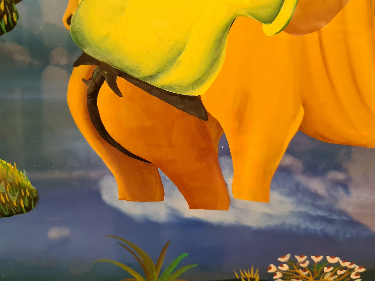 Ivan Popec, Farmer washing a cow, oil on glass, 1960s 8