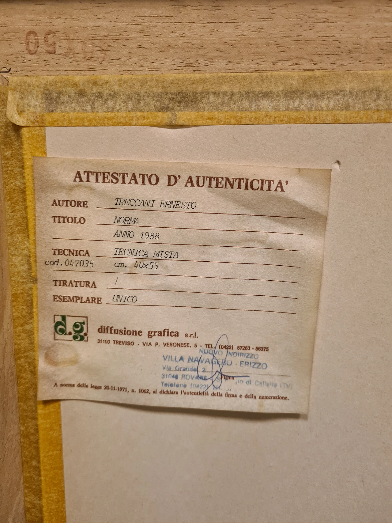 Ernesto Treccani, Norma, mixed media on carboard, 1988 12