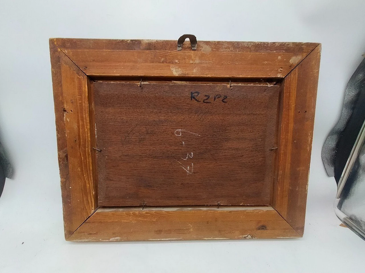 P. Shiedges, paesaggio di campagna, dipinto a olio su tavoletta, '800 8