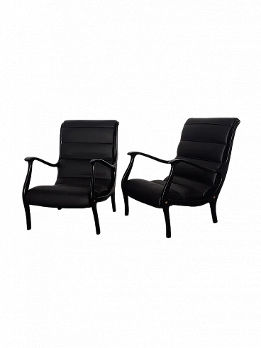 Coppia di Poltrone in similpelle di Ezio Longhi per Elam, anni '50