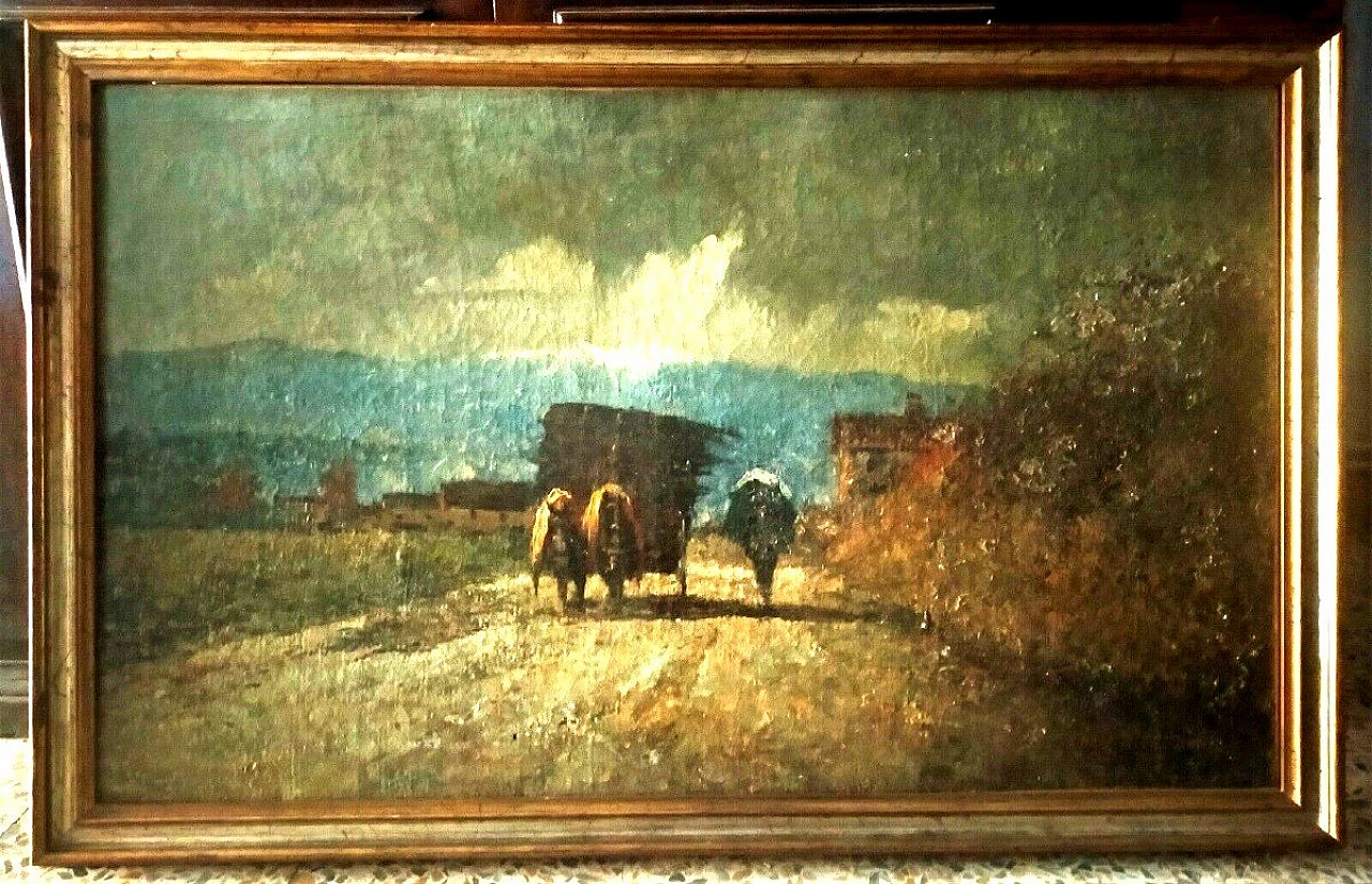 Ferruccio Rontini, paesaggio di campagna, dipinto a olio su tela, 1938 1