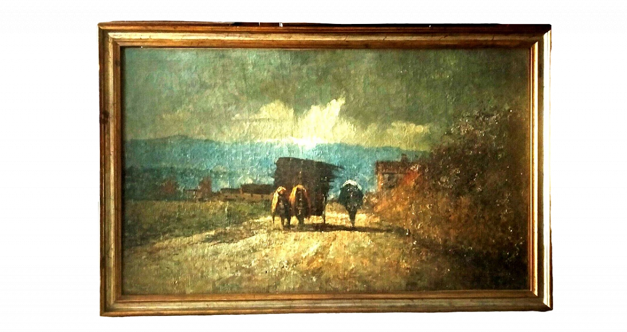 Ferruccio Rontini, paesaggio di campagna, dipinto a olio su tela, 1938 12