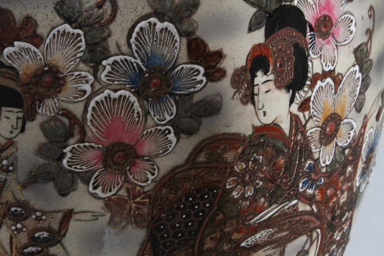 Vaso giapponese Satsuma in ceramica, epoca Meiji, '800 6