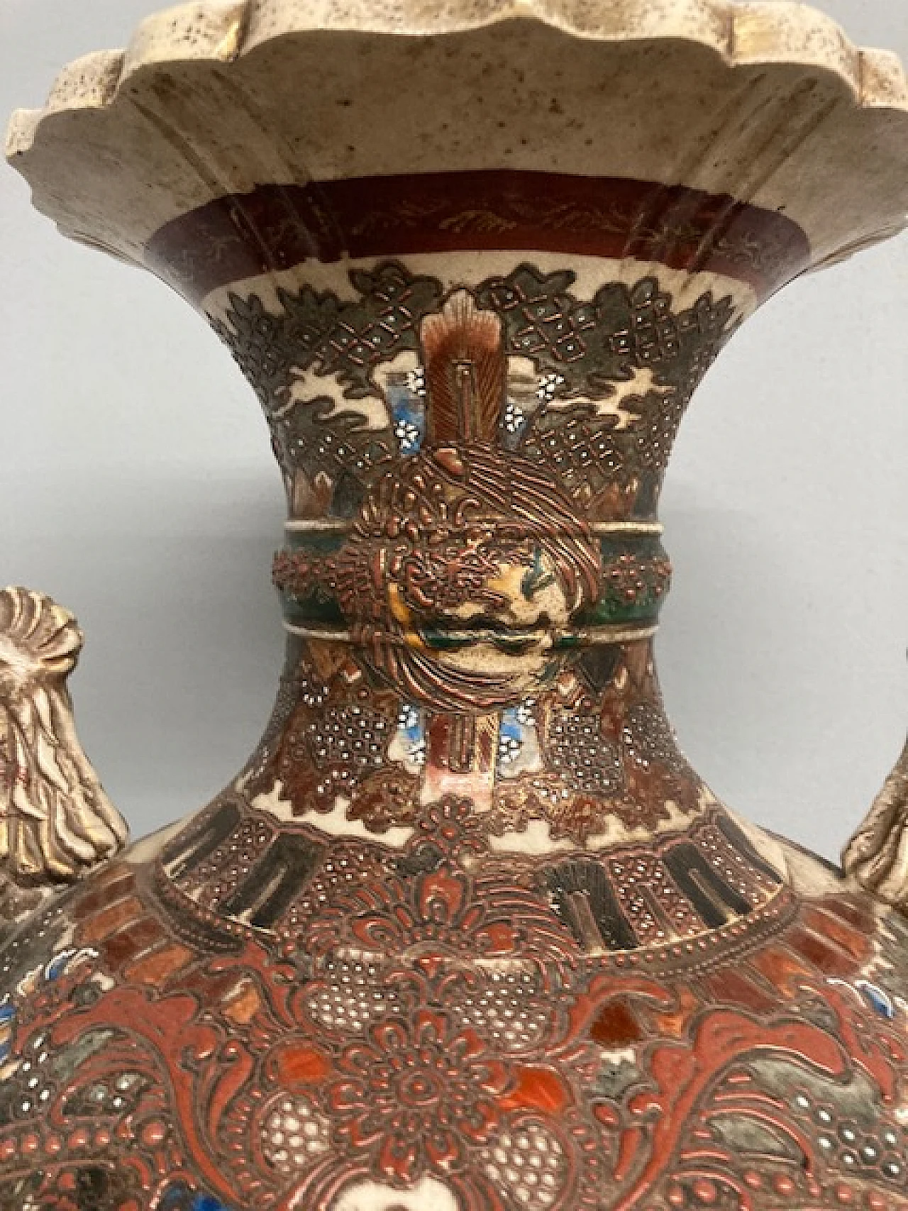 Vaso giapponese Satsuma in ceramica, epoca Meiji, '800 10