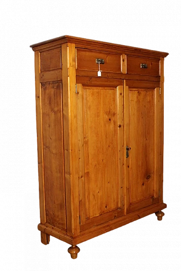 Wooden cupboard with drawers & hinged doors, 19th century