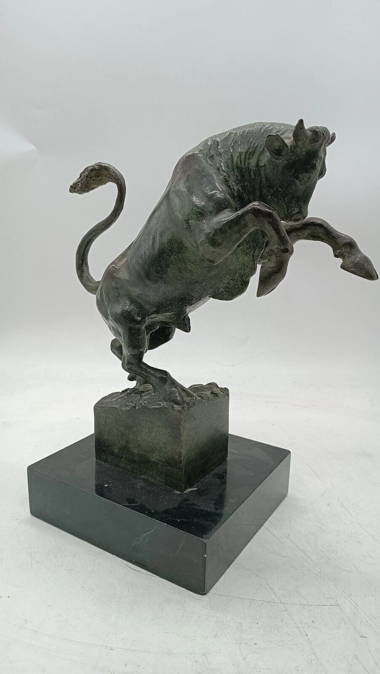 Michelangelo Monti, toro rampante, scultura in bronzo, anni '30 1