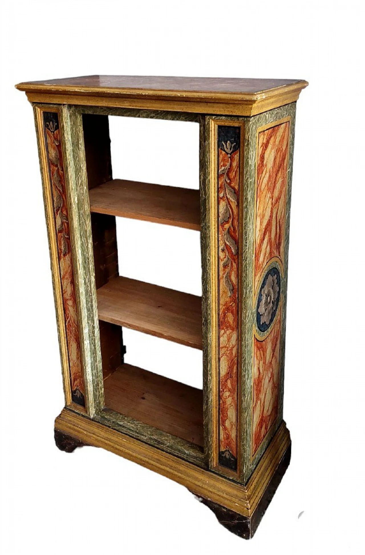 Marble-effect painted wood bookcase, early 20th century 1