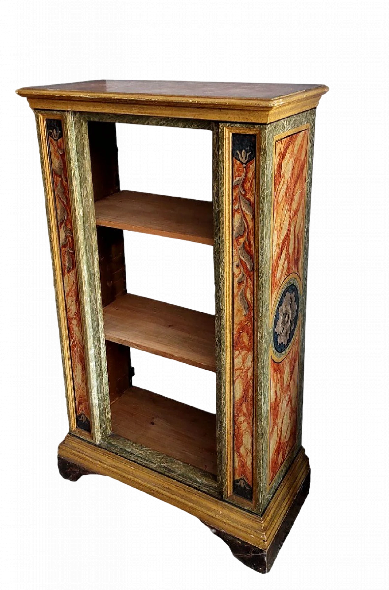 Marble-effect painted wood bookcase, early 20th century 2