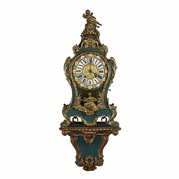 Wooden pendulum in green resin & bronze decors, 18th century