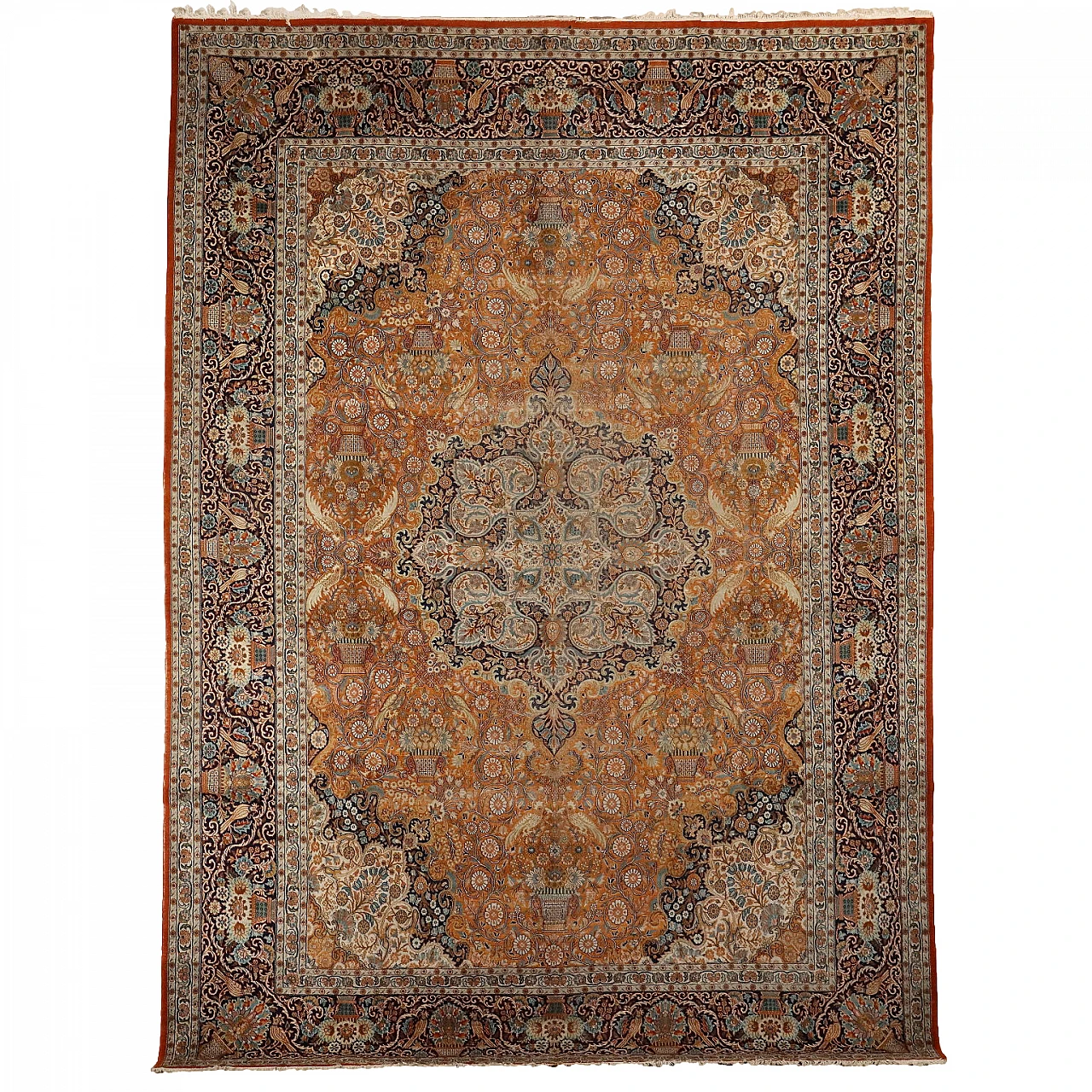 Lahore cotton, wool and silk fine-knotted rug 1
