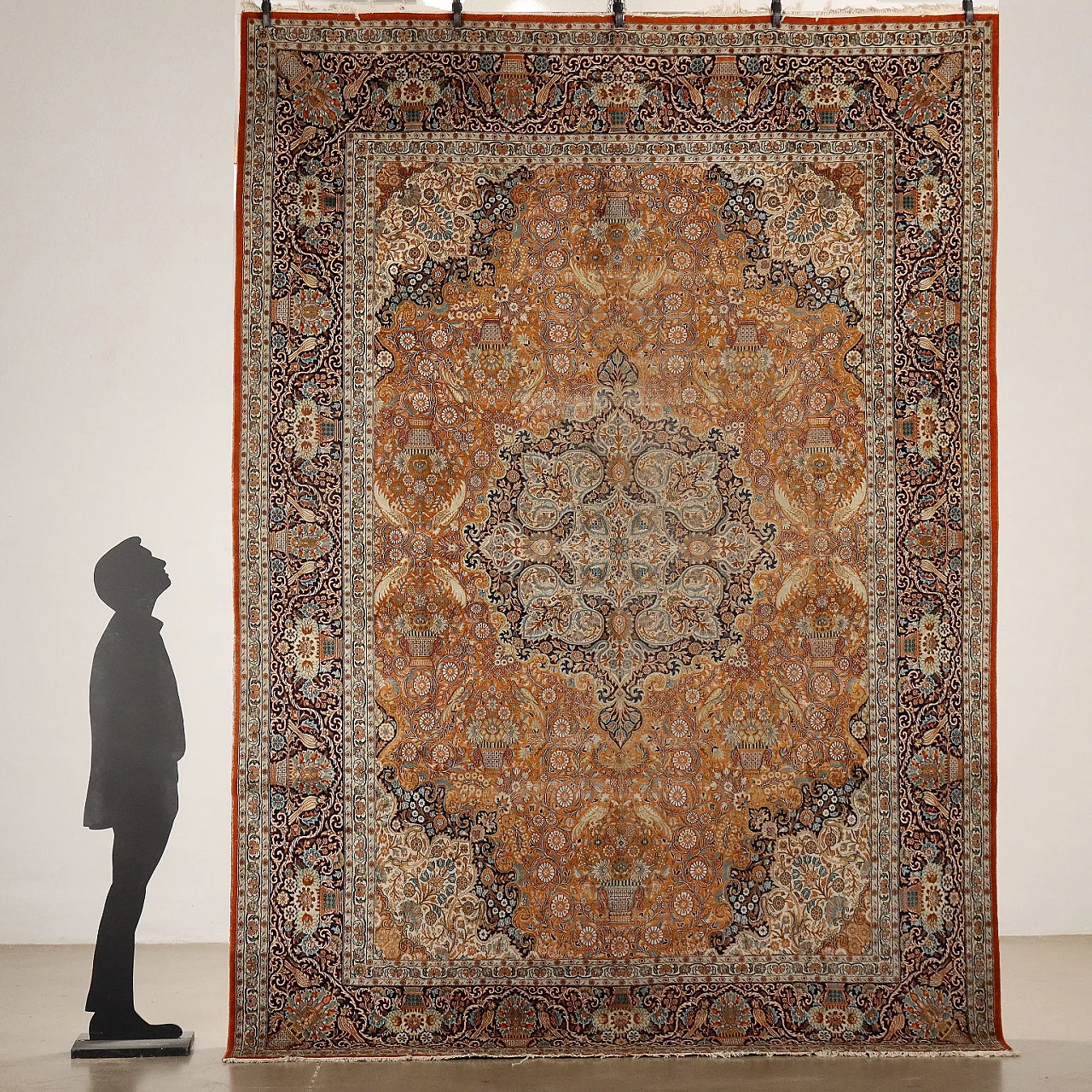 Lahore cotton, wool and silk fine-knotted rug 2