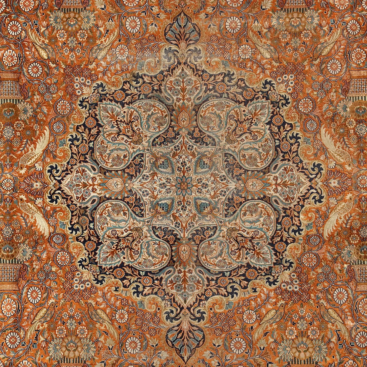 Lahore cotton, wool and silk fine-knotted rug 3