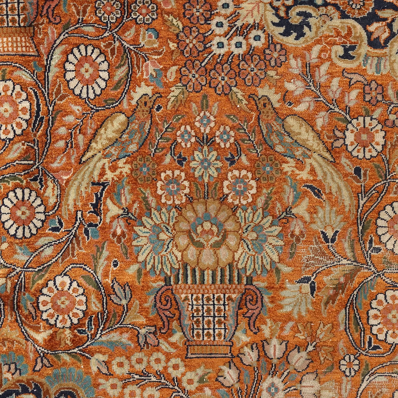 Tappeto Lahore in cotone, lana e seta a nodo fine 4