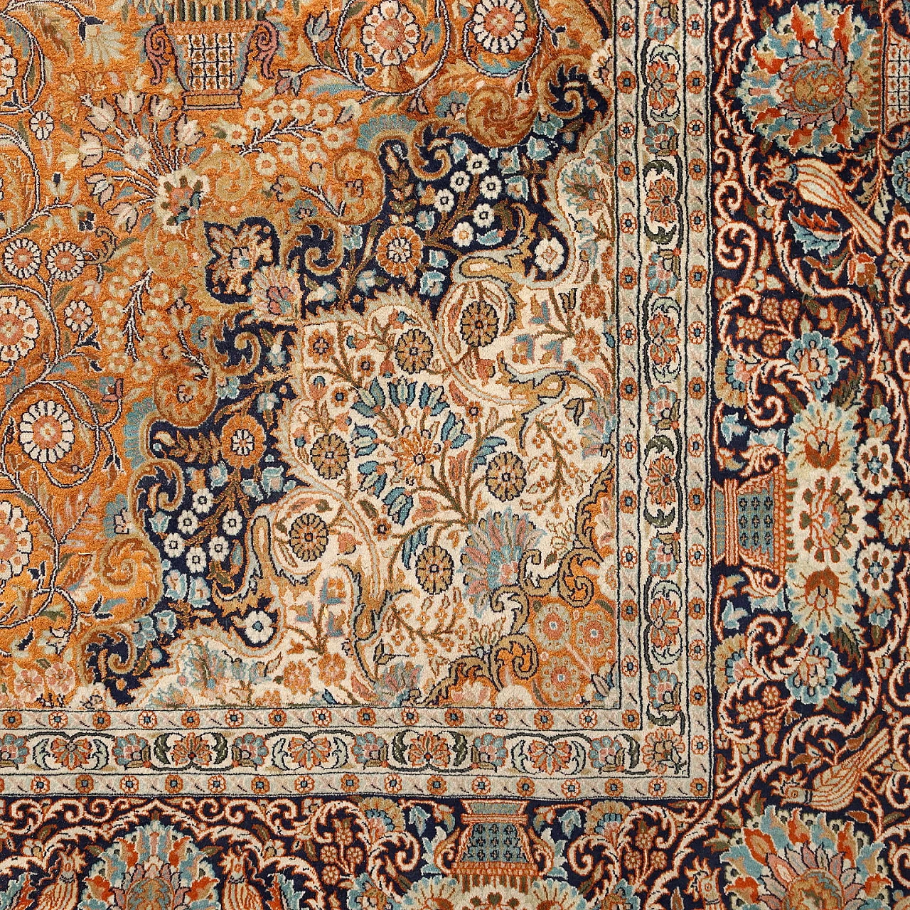 Lahore cotton, wool and silk fine-knotted rug 5