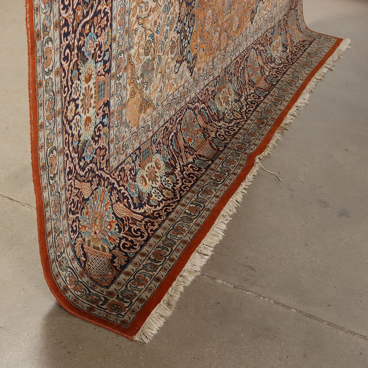 Lahore cotton, wool and silk fine-knotted rug 7