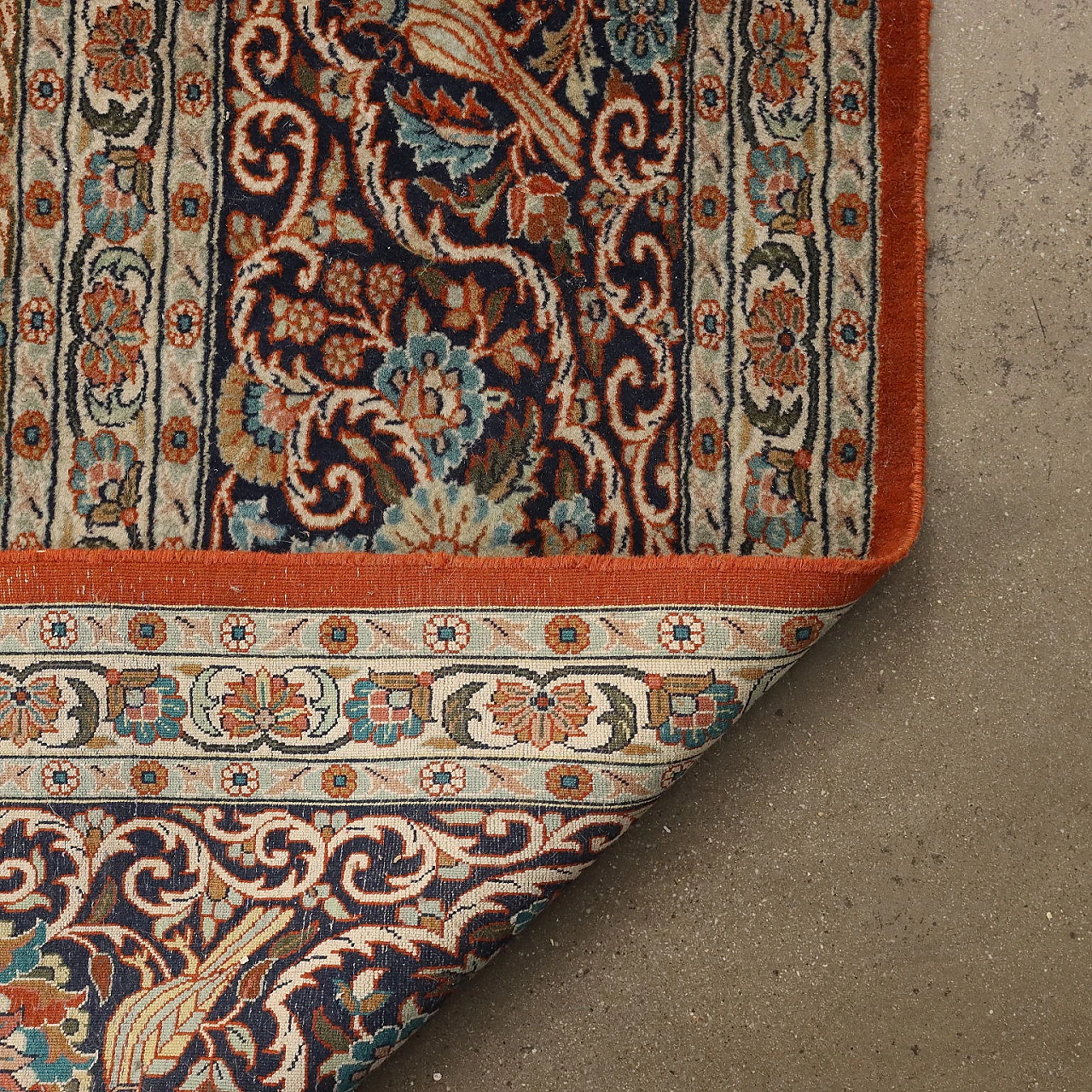 Tappeto Lahore in cotone, lana e seta a nodo fine 9