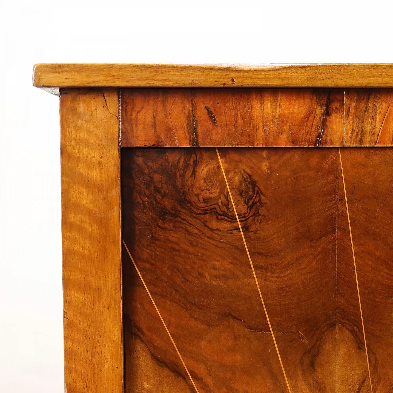 Walnut striped and maple threaded sideboard with wavy feet 4