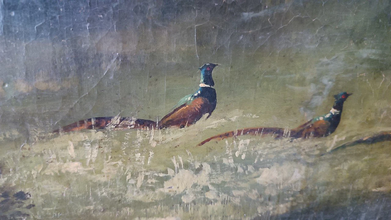 Locatelli, caccia ai fagiani, dipinto a olio su tela, '800 4