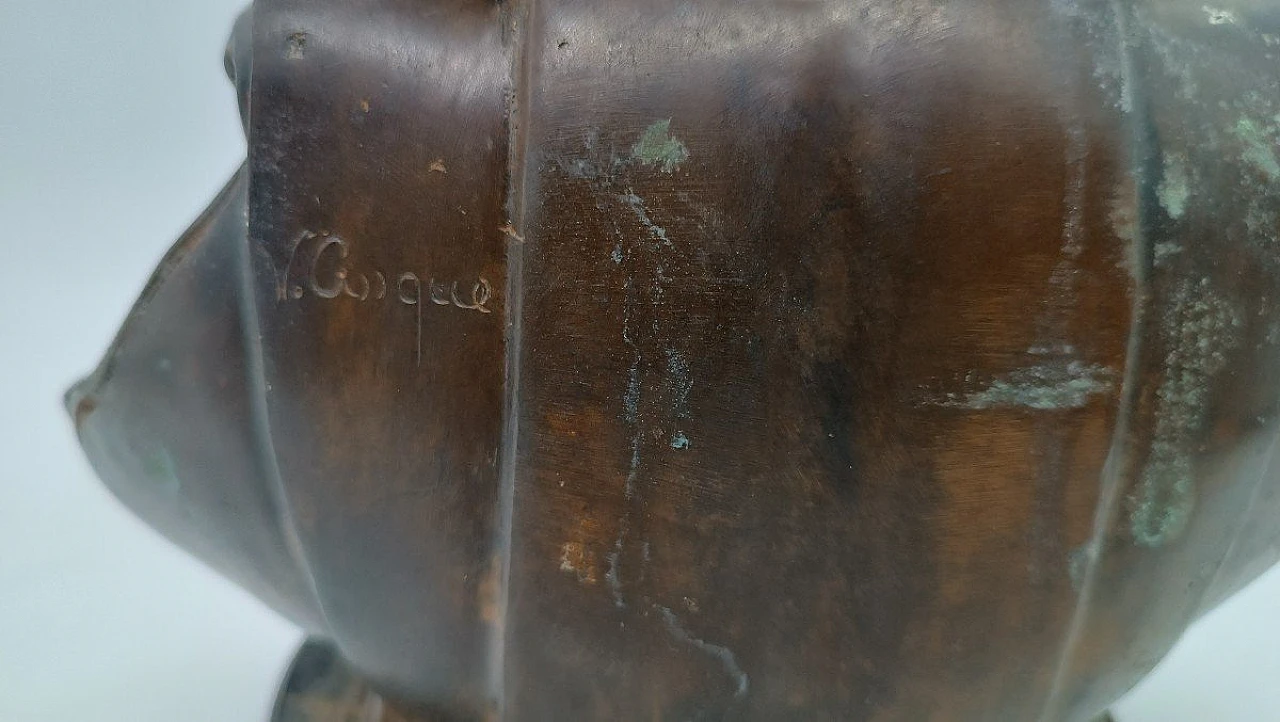 V. Cinque, putto con delfino, scultura in bronzo, fine '800 5