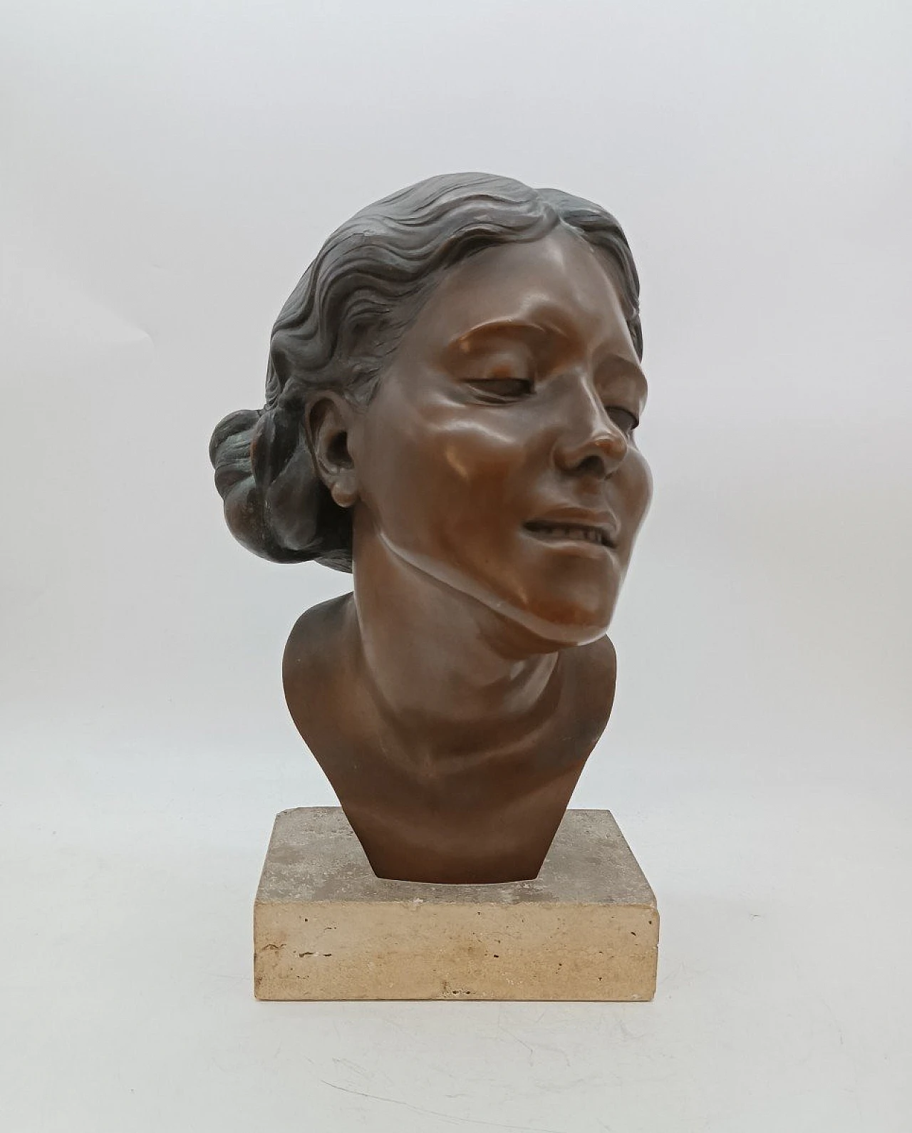 Attilio Torresini, busto femminile, scultura in bronzo, anni '20 1