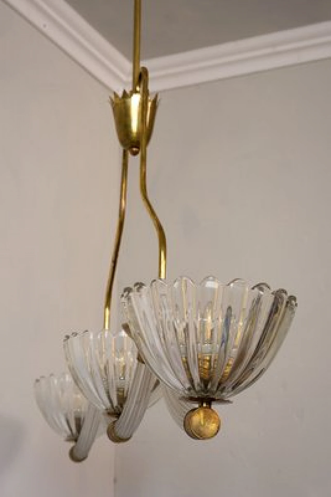Murano glass chandelier attributed to Barovier & Toso, 1940s 3