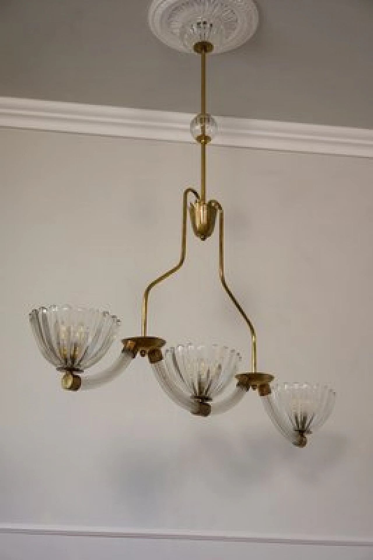 Murano glass chandelier attributed to Barovier & Toso, 1940s 5