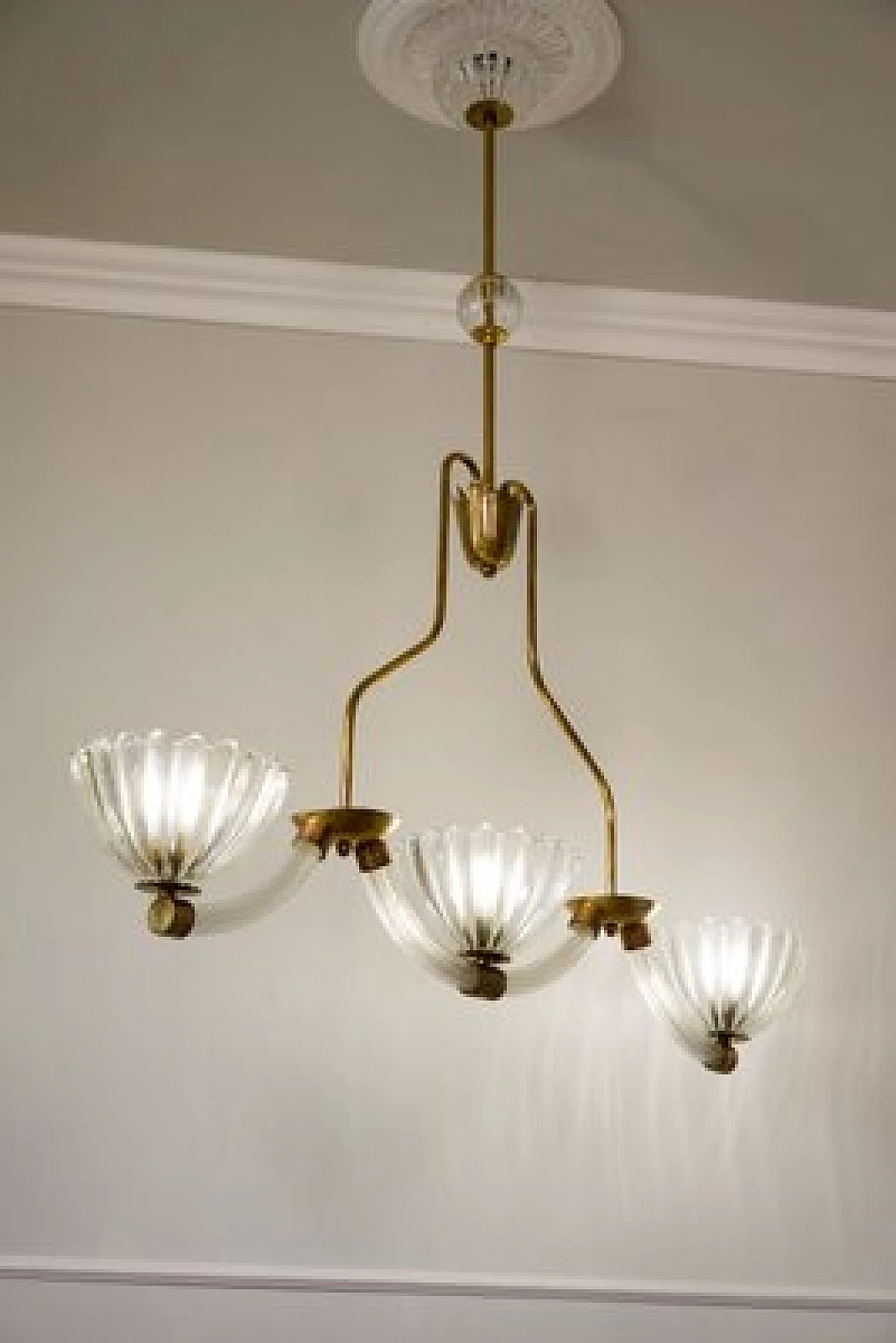 Murano glass chandelier attributed to Barovier & Toso, 1940s 8