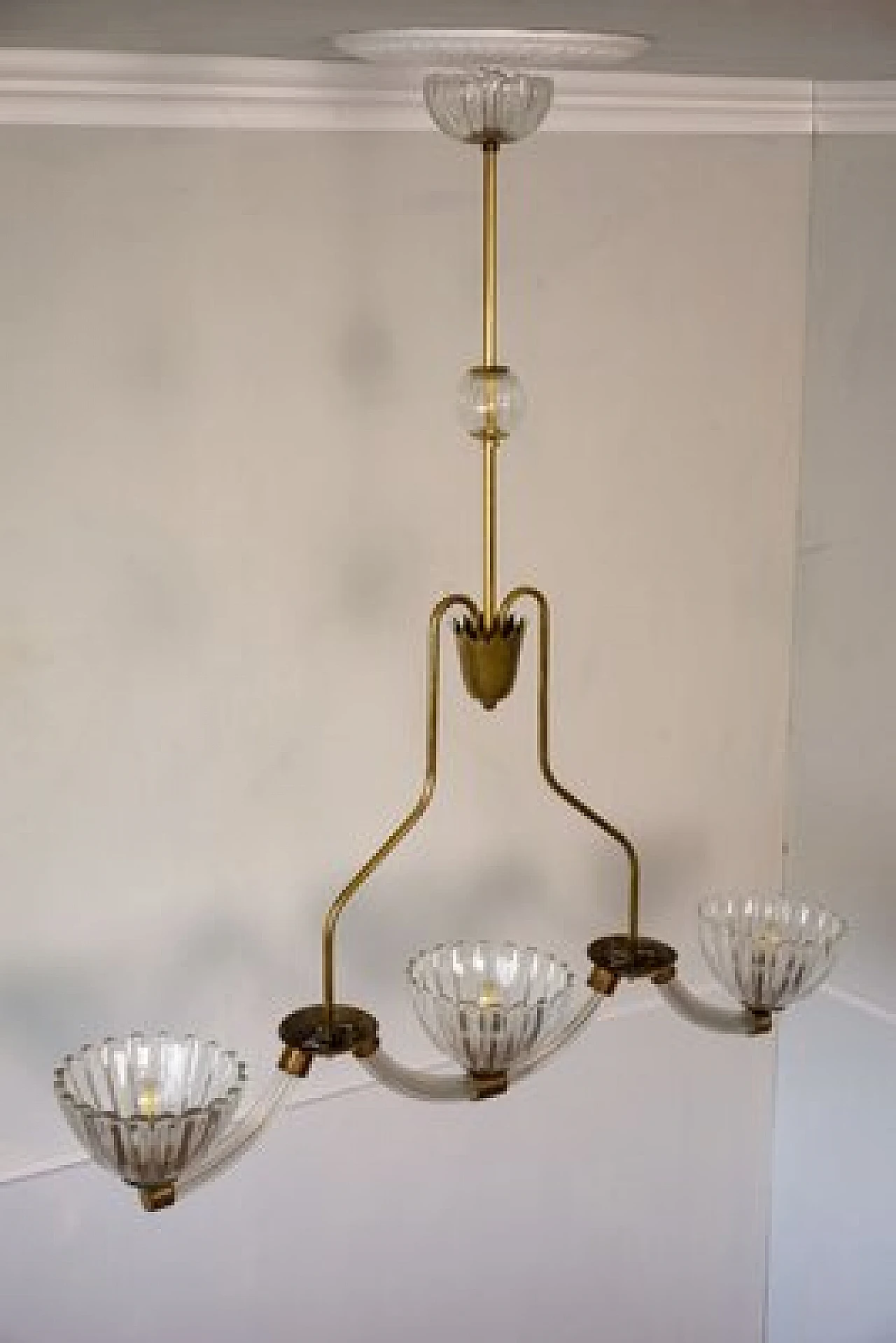 Murano glass chandelier attributed to Barovier & Toso, 1940s 10