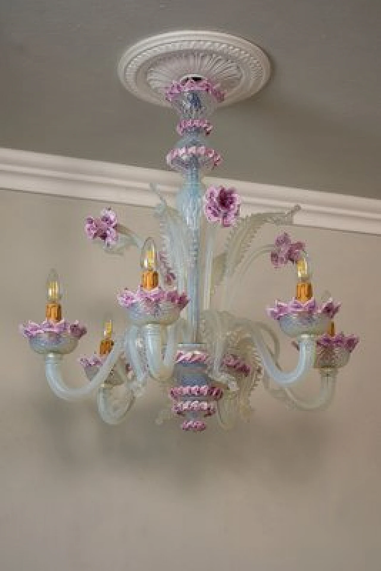 Murano blown glass and glass paste chandelier, 1960s 1