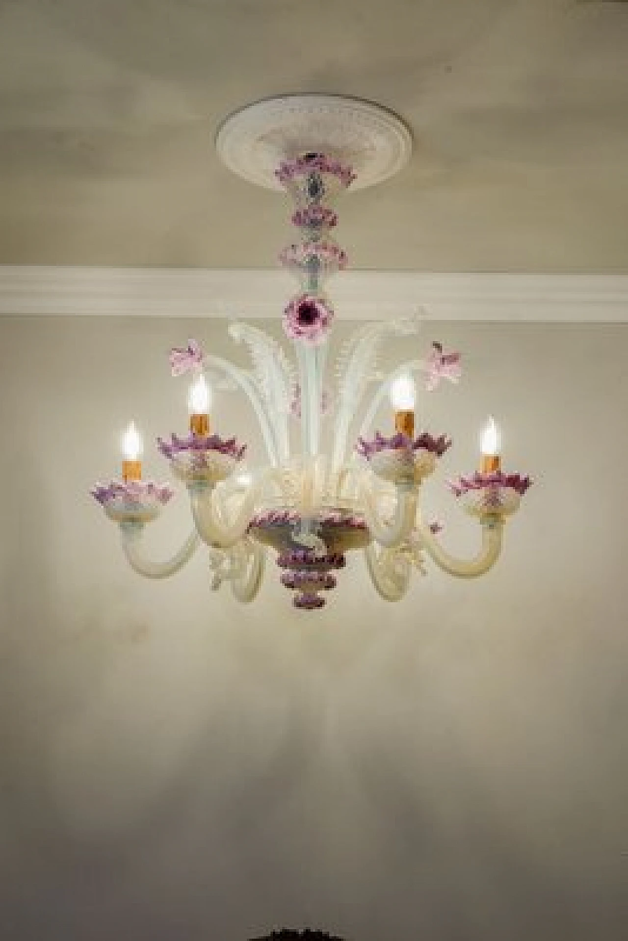 Murano blown glass and glass paste chandelier, 1960s 4