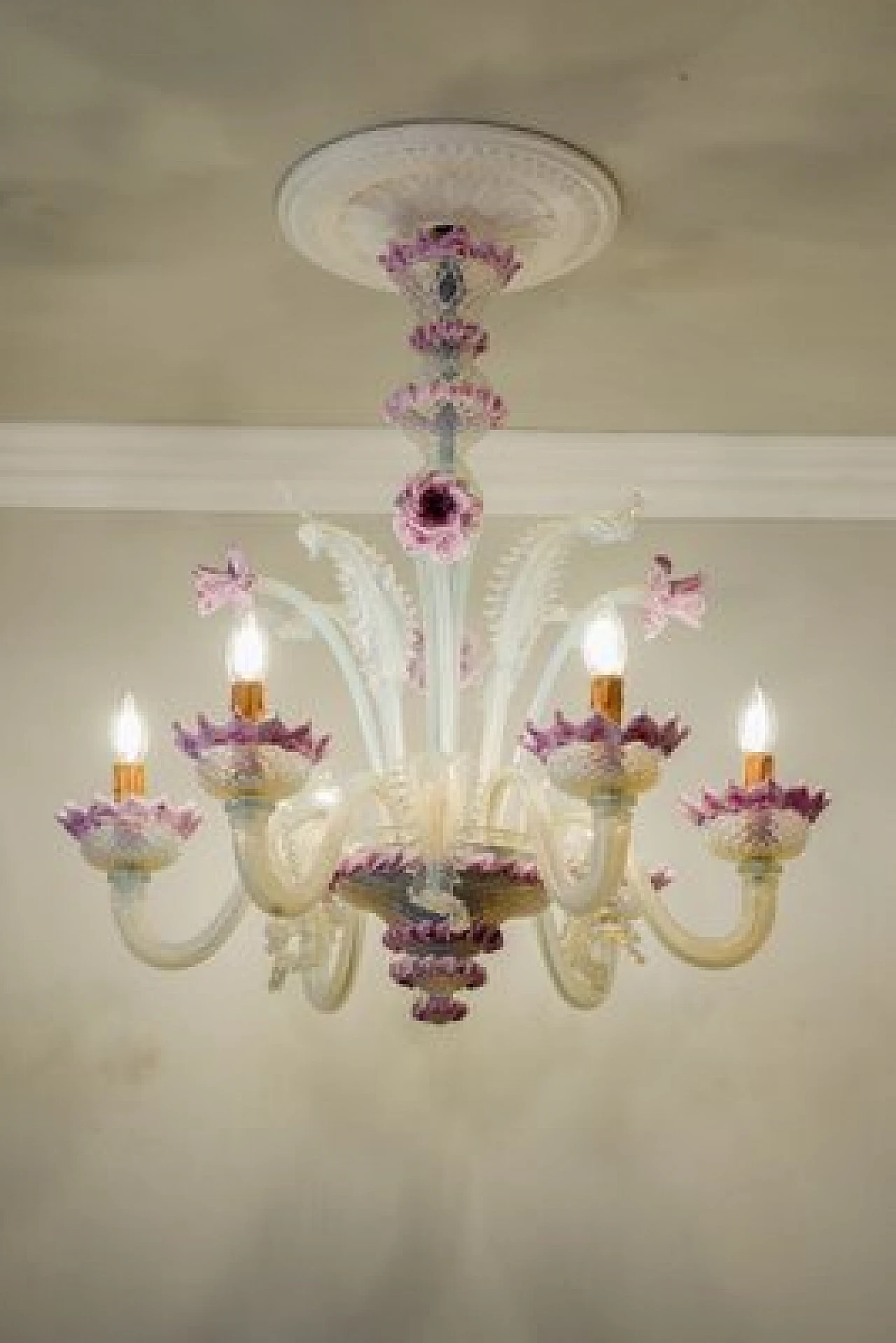 Murano blown glass and glass paste chandelier, 1960s 5