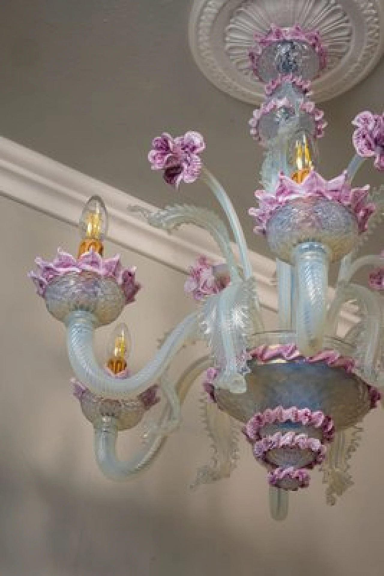 Murano blown glass and glass paste chandelier, 1960s 6