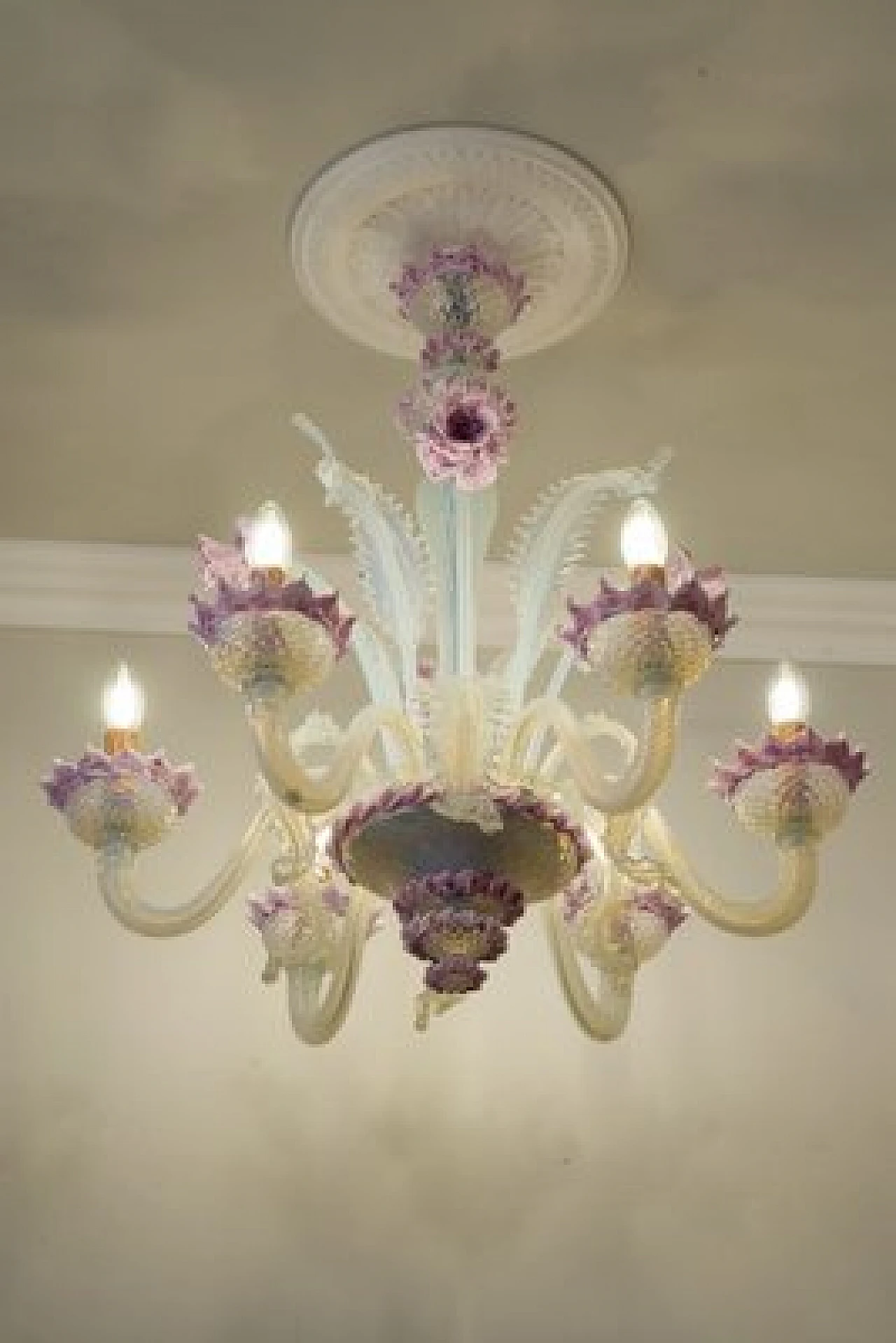 Murano blown glass and glass paste chandelier, 1960s 8