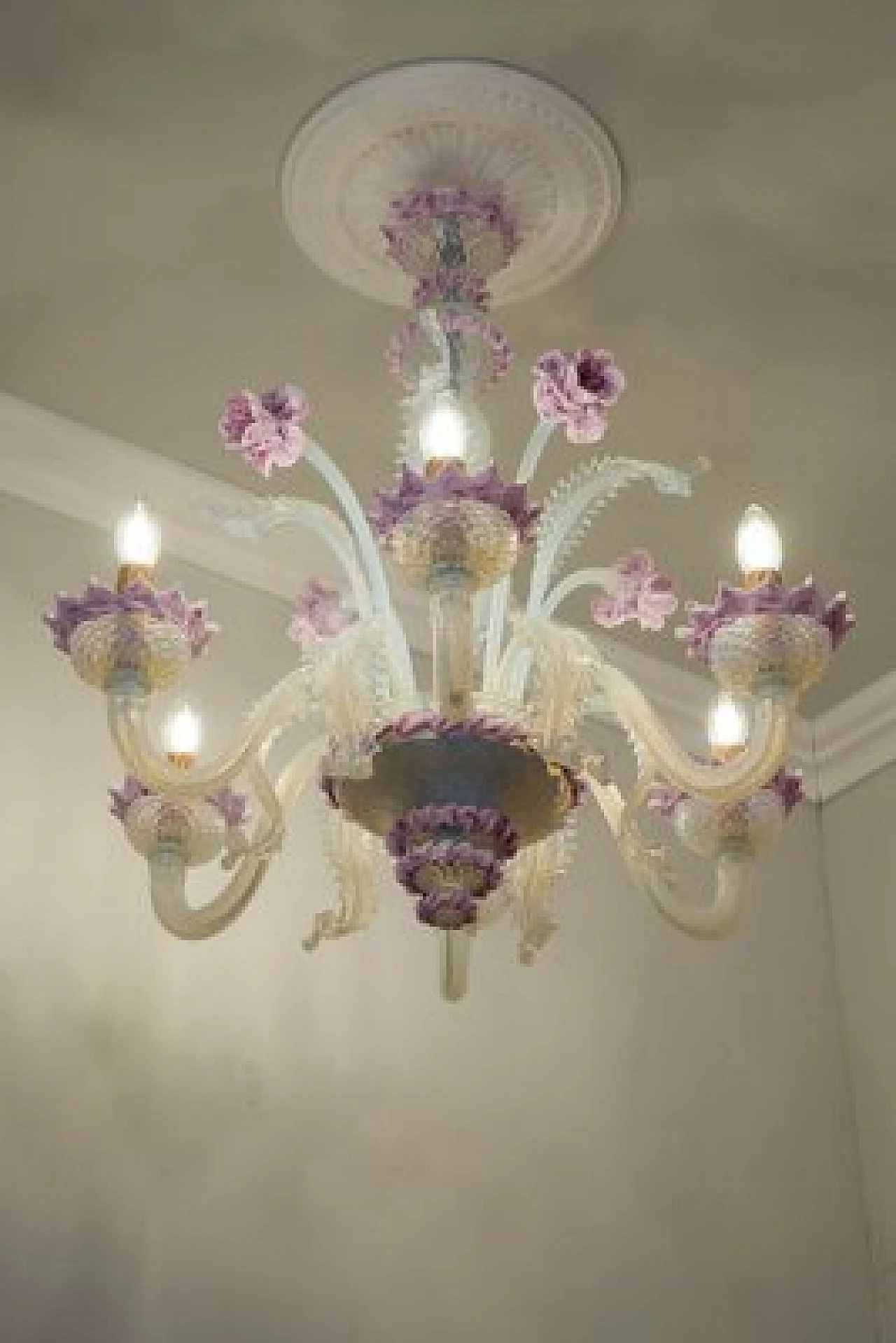 Murano blown glass and glass paste chandelier, 1960s 9