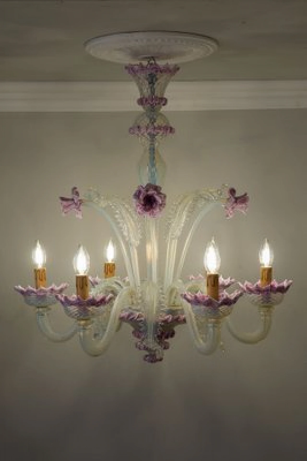 Murano blown glass and glass paste chandelier, 1960s 10