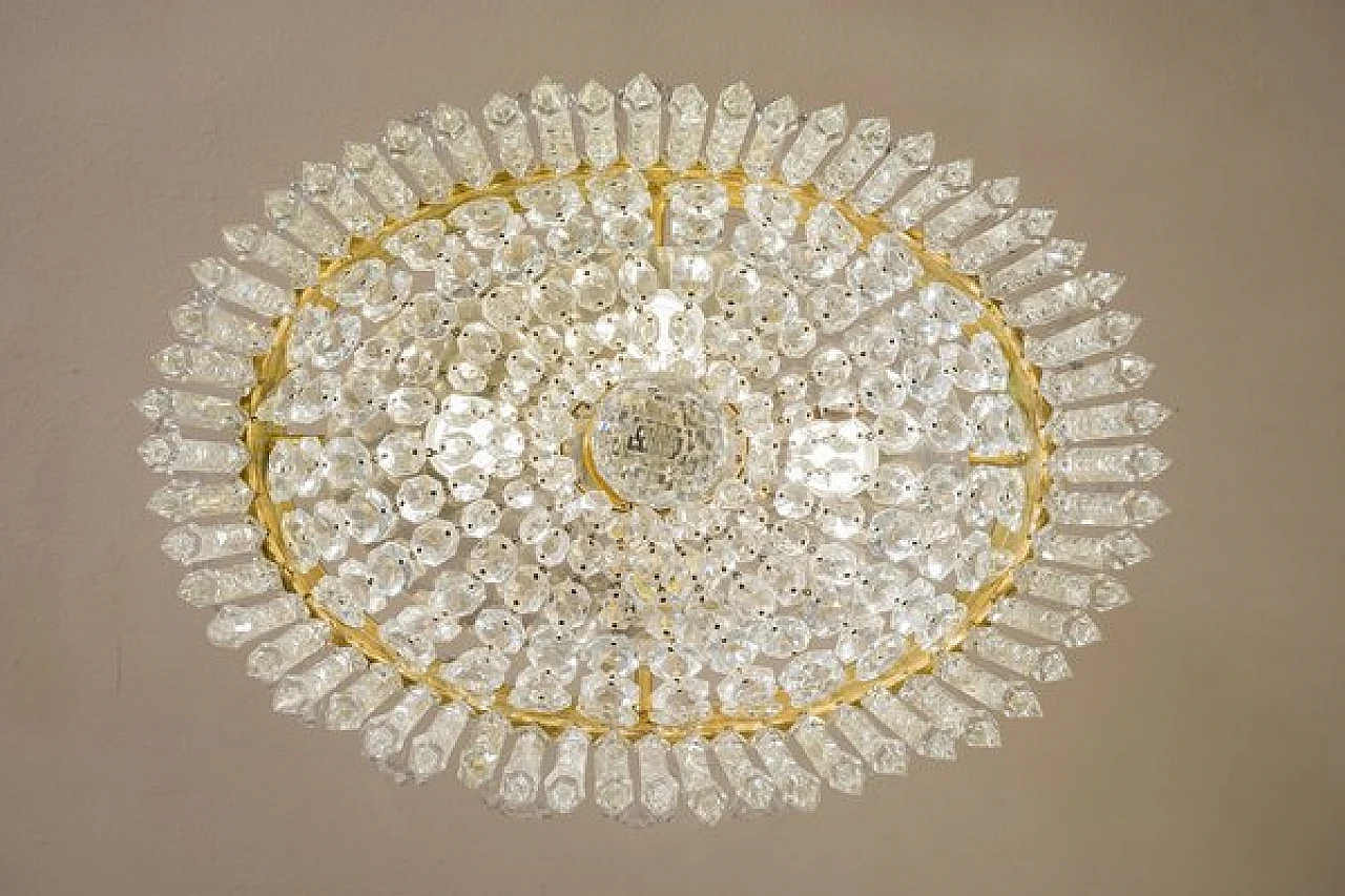 Crystal and chiselled bronze oval chandelier, 1930s 13