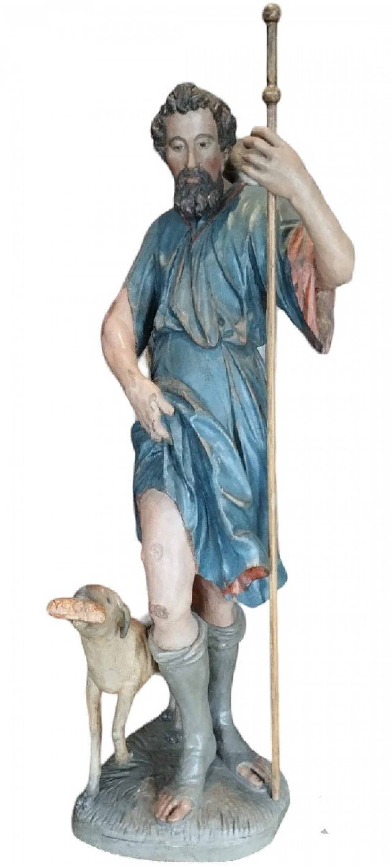 San Rocco, scultura in legno policromo, fine '600 1