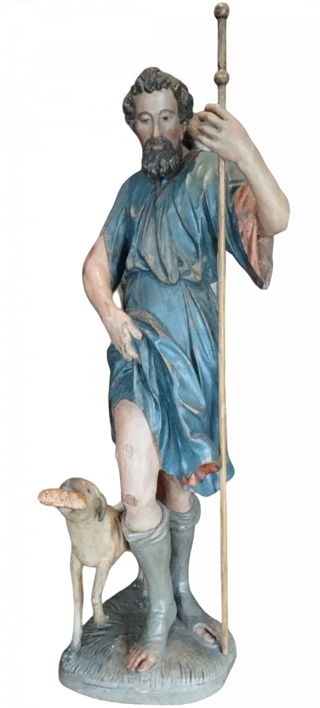 San Rocco, scultura in legno policromo, fine '600 2